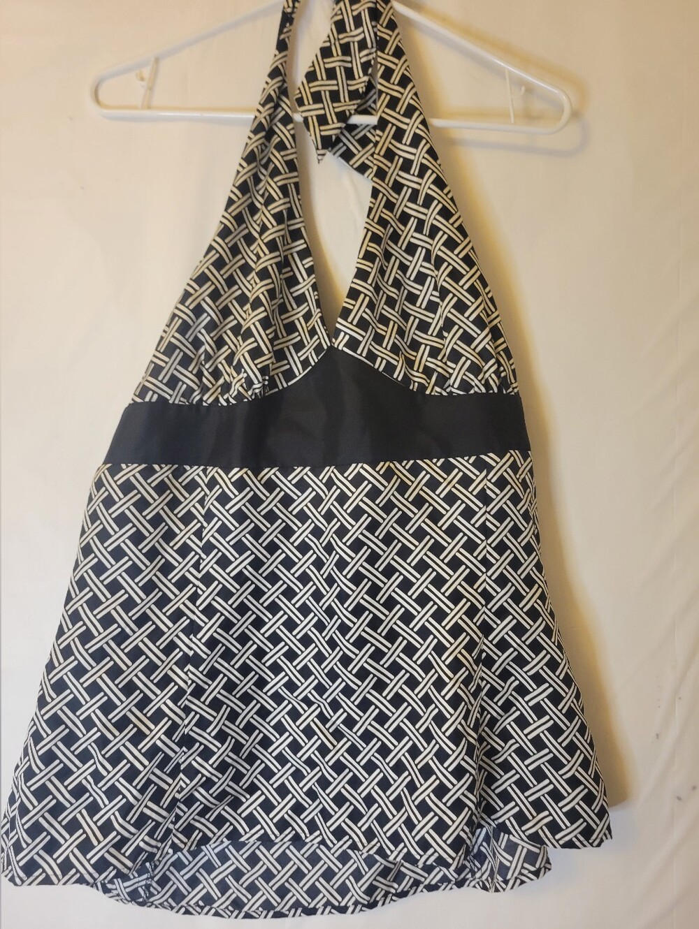 White House Black Market Black and White Halter Top